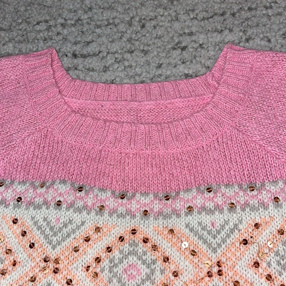 Justice Pink Sequin Short Sleeve Sweater Dress, Size 8